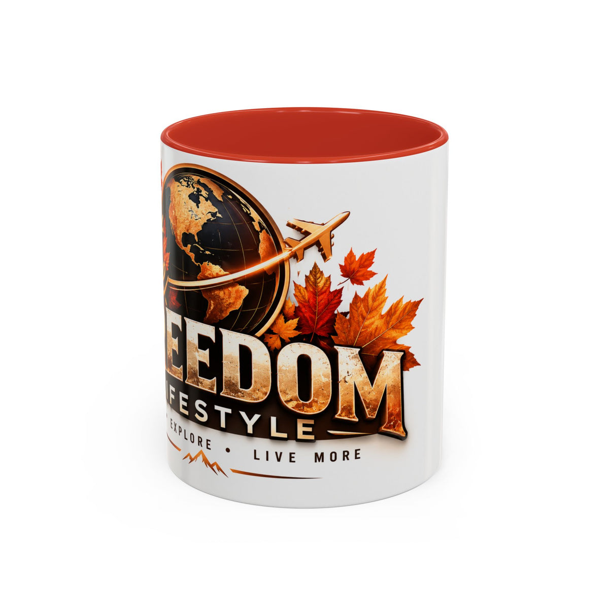 Adventure Freedom Coffee Mug — 'Freedom Lifestyle' Globe & Autumn Travel Design