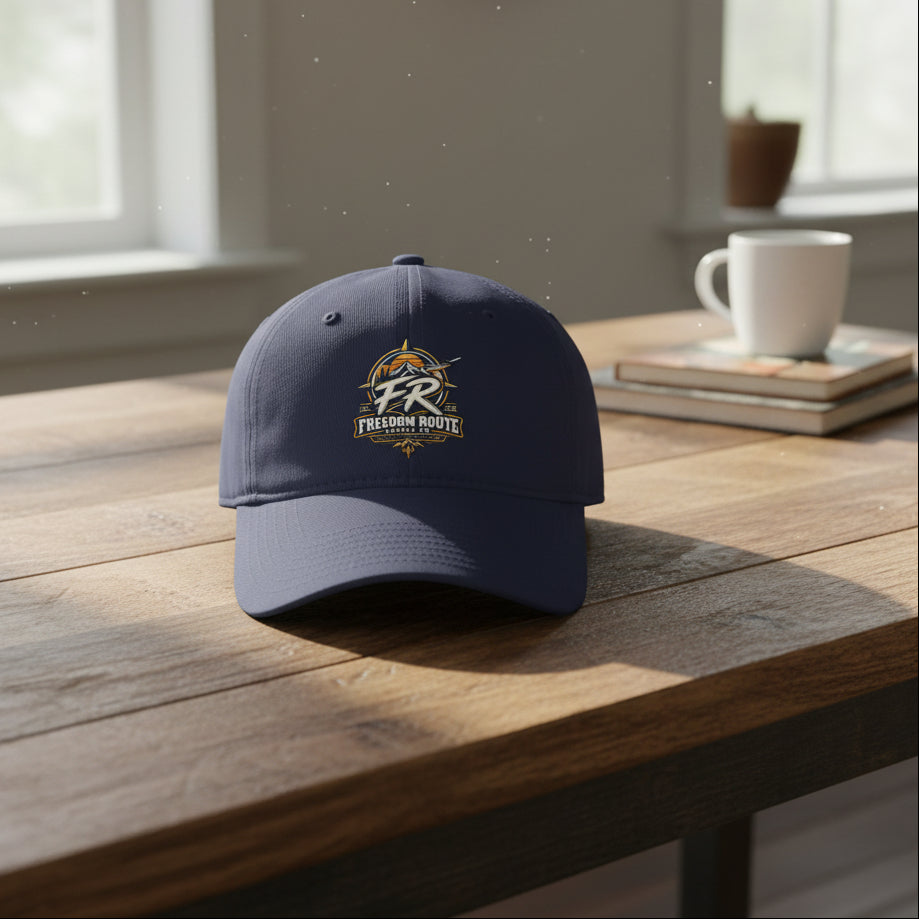 Freedom Route Embroidered Baseball Cap – Vintage Scenic Patch Low Profile Hat