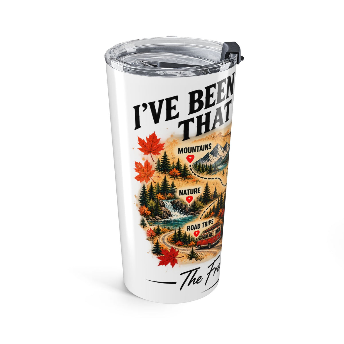 20oz Travel Tumbler — 'Been Everywhere That Matters' Vintage Roadtrip Map Design