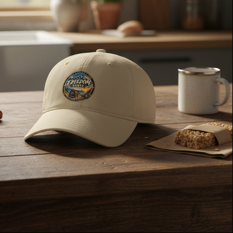 Freedom Route Embroidered Baseball Cap – Vintage Scenic Patch Low Profile Hat