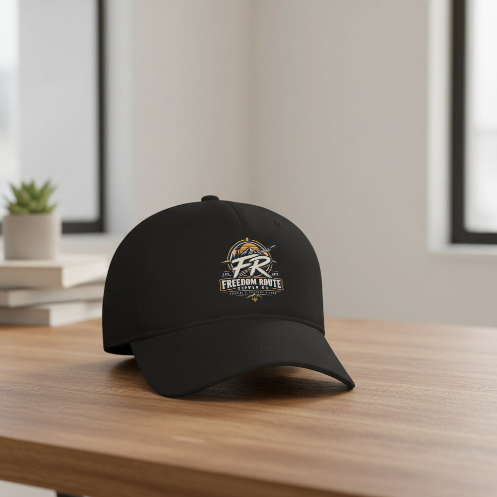 Freedom Route Low Profile Baseball Cap — Vintage Adventure Travel Logo