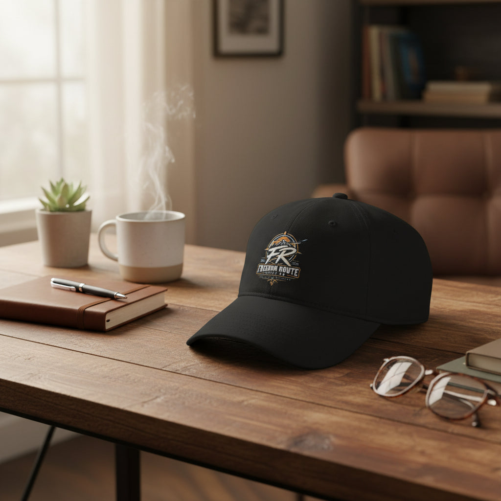 Freedom Route Low Profile Baseball Cap — Vintage Adventure Travel Logo