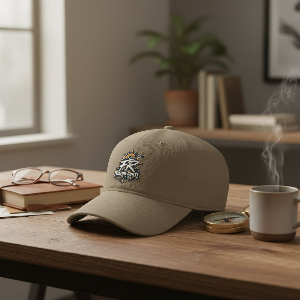 Freedom Route Low Profile Baseball Cap — Vintage Adventure Travel Logo