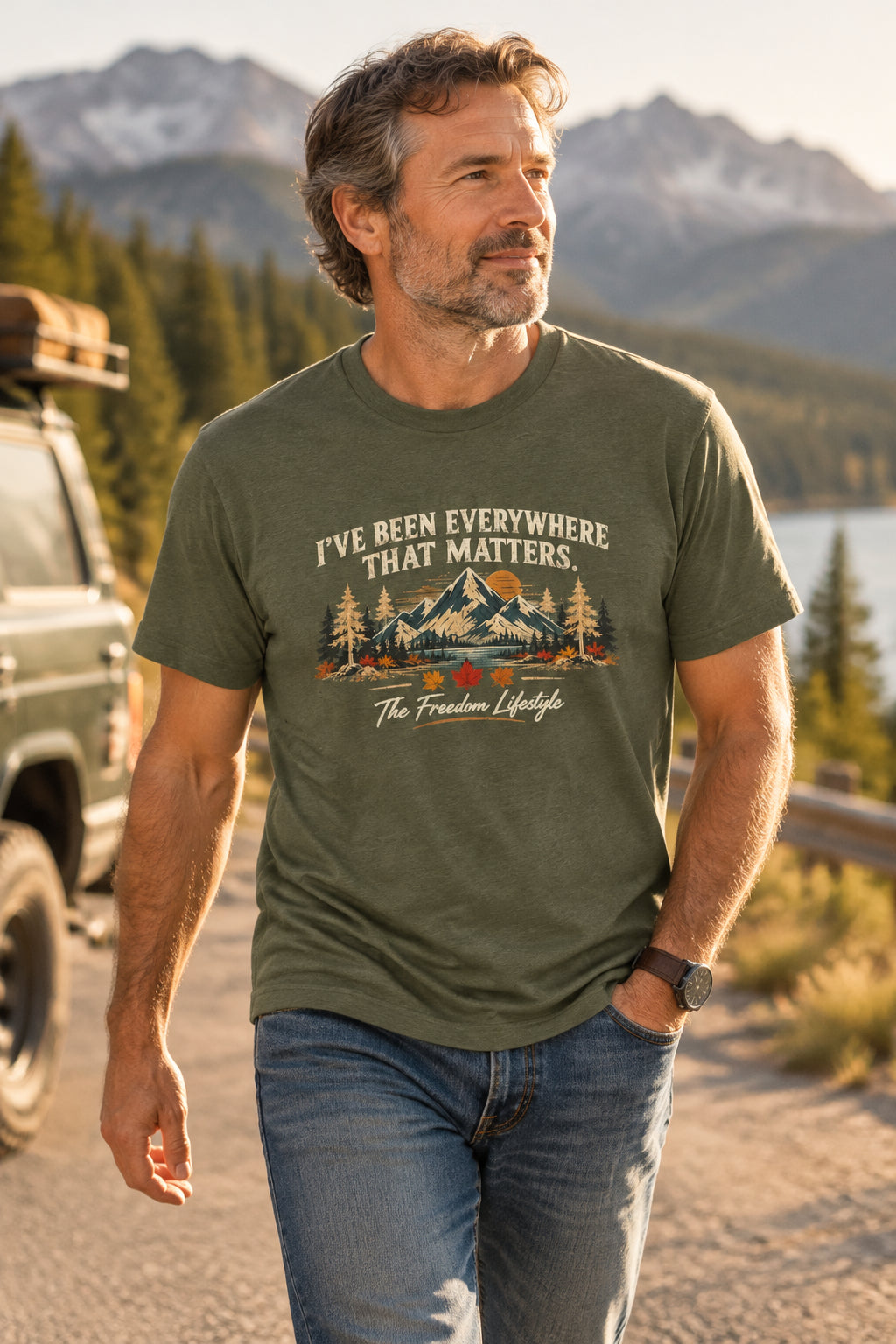 Adventure Mountain T‑Shirt — "I've Been Everywhere That Matters" Outdoor Travel Tee