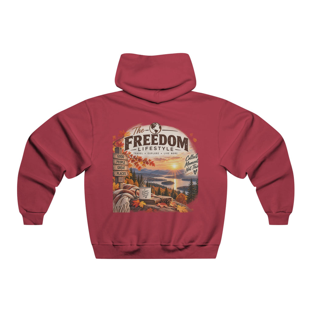 Freedom Lifestyle Hoodie — Scenic Autumn Lake Graphic Hooded Sweatshirt