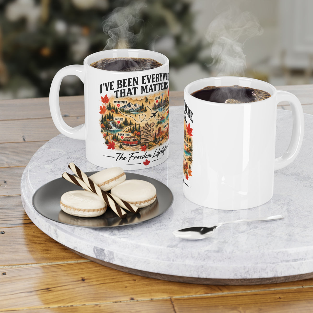 Travel Map Ceramic Mug — "I’ve Been Everywhere That Matters" Freedom Lifestyle Coffee Cup