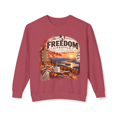 Freedom Lifestyle Crewneck Sweatshirt — Cozy Scenic Autumn Graphic